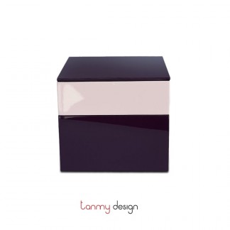 Square 2-tier purple/light pink lacquer box H11,3*13*13cm